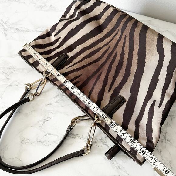 Coach Madison East West Tote With Zebra Print Brown/Tan Zip Top Shoulder Bag - Picture 16 of 16